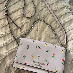 Kate Spade Cream Crossbody Bag with Silver Chain Strap